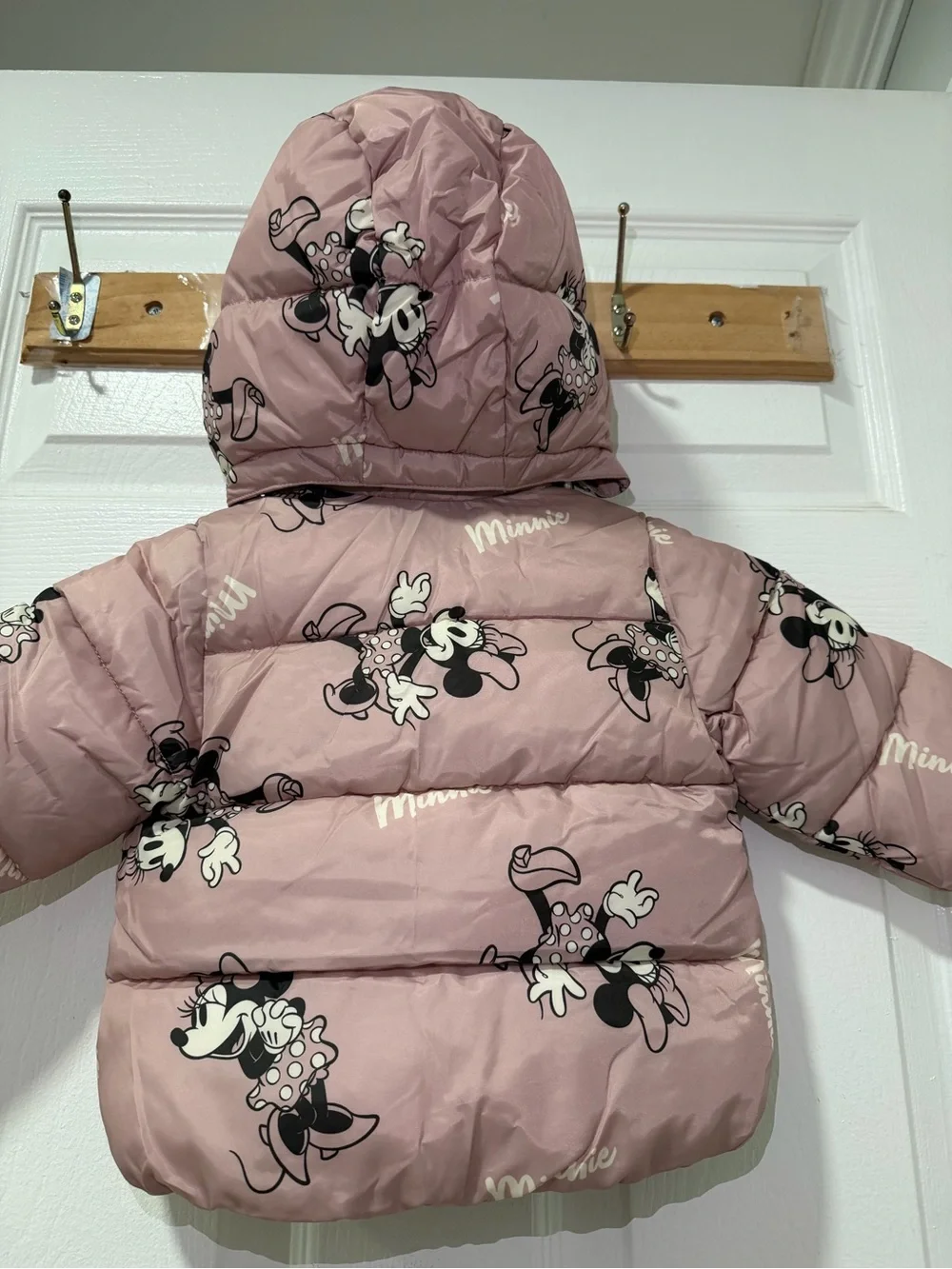 H&M Pink Minnie Mouse Puffer Jacket with Hood